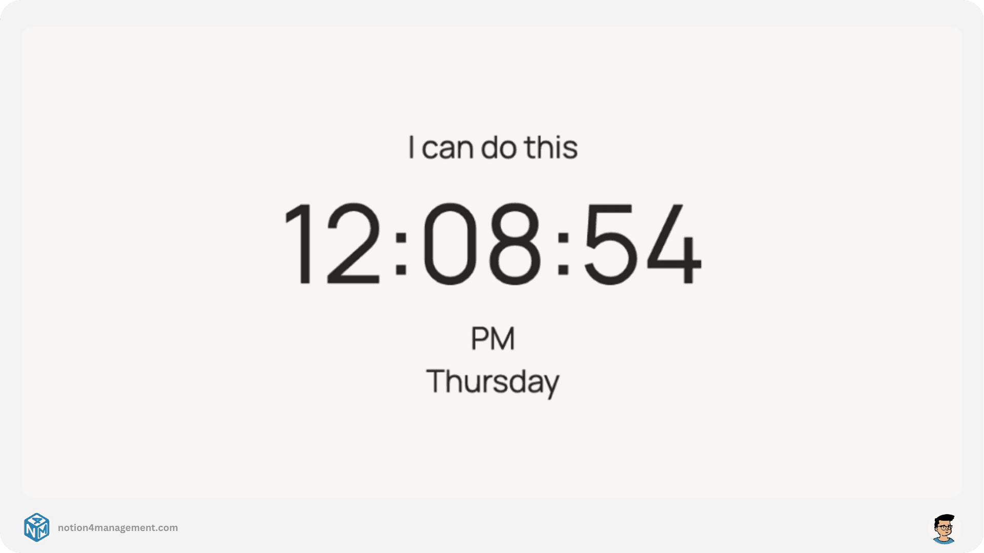 Affirmation Notion clock widget