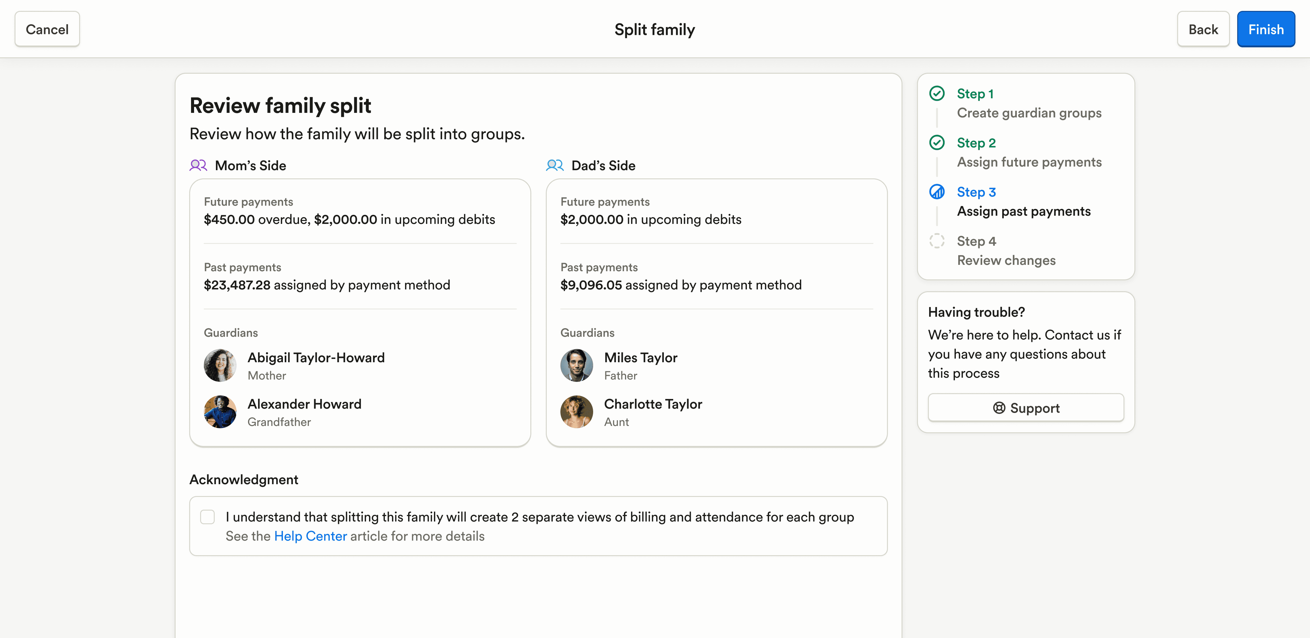 Split Family Assignment