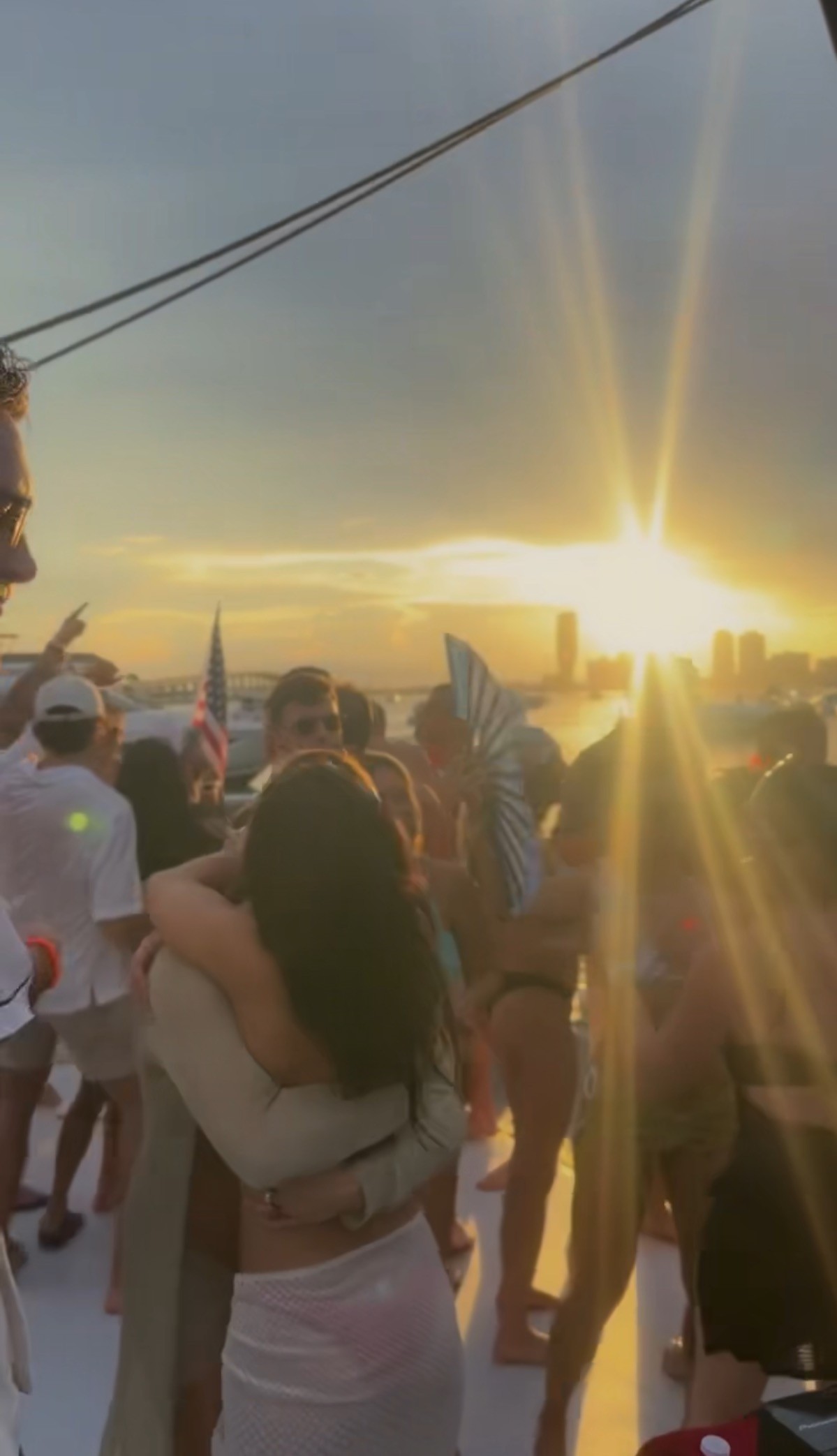 the eiffel tower is lit up at night