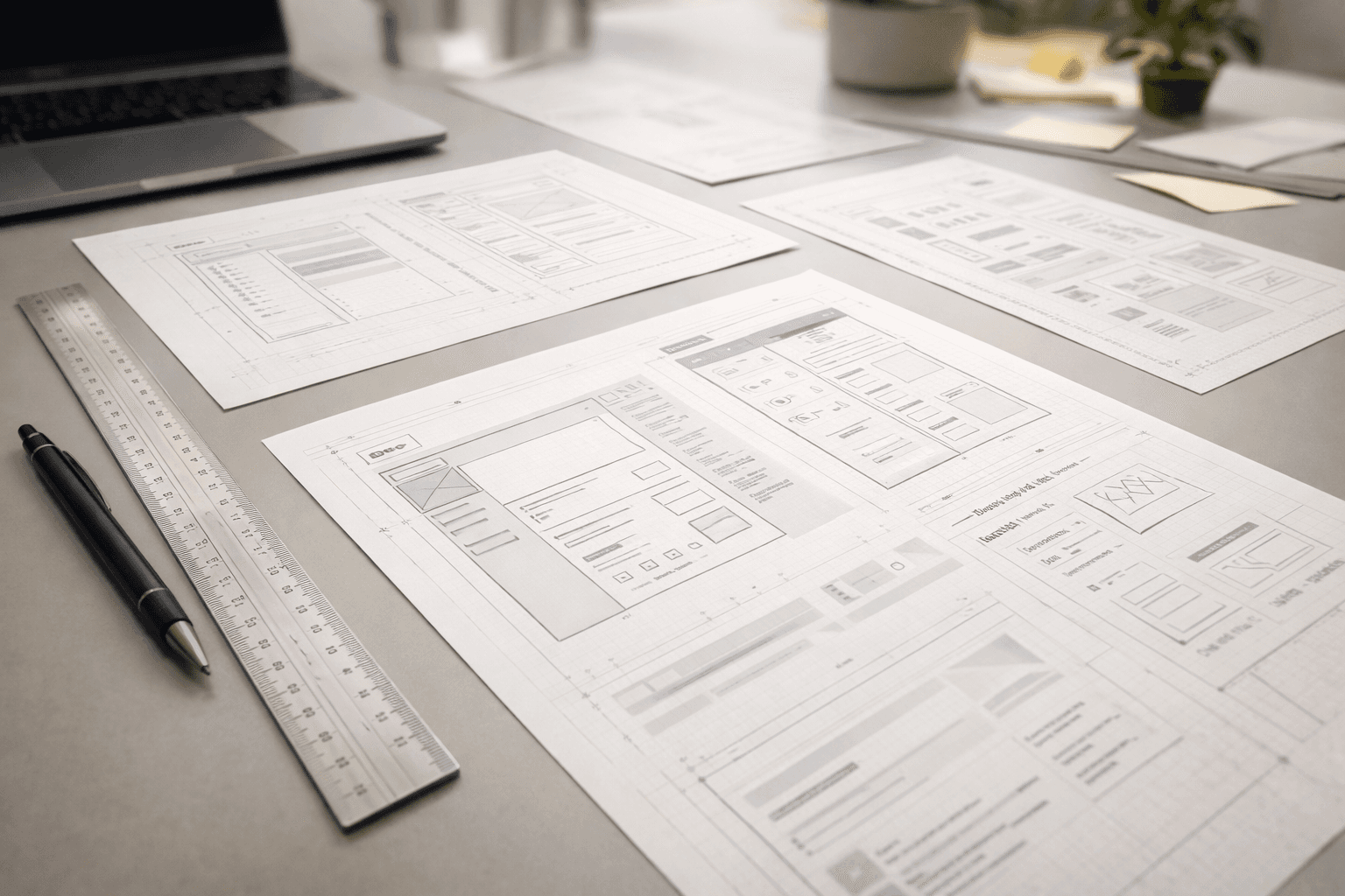 Documents and planning materials on a desk, representing customized solutions tailored to client needs.