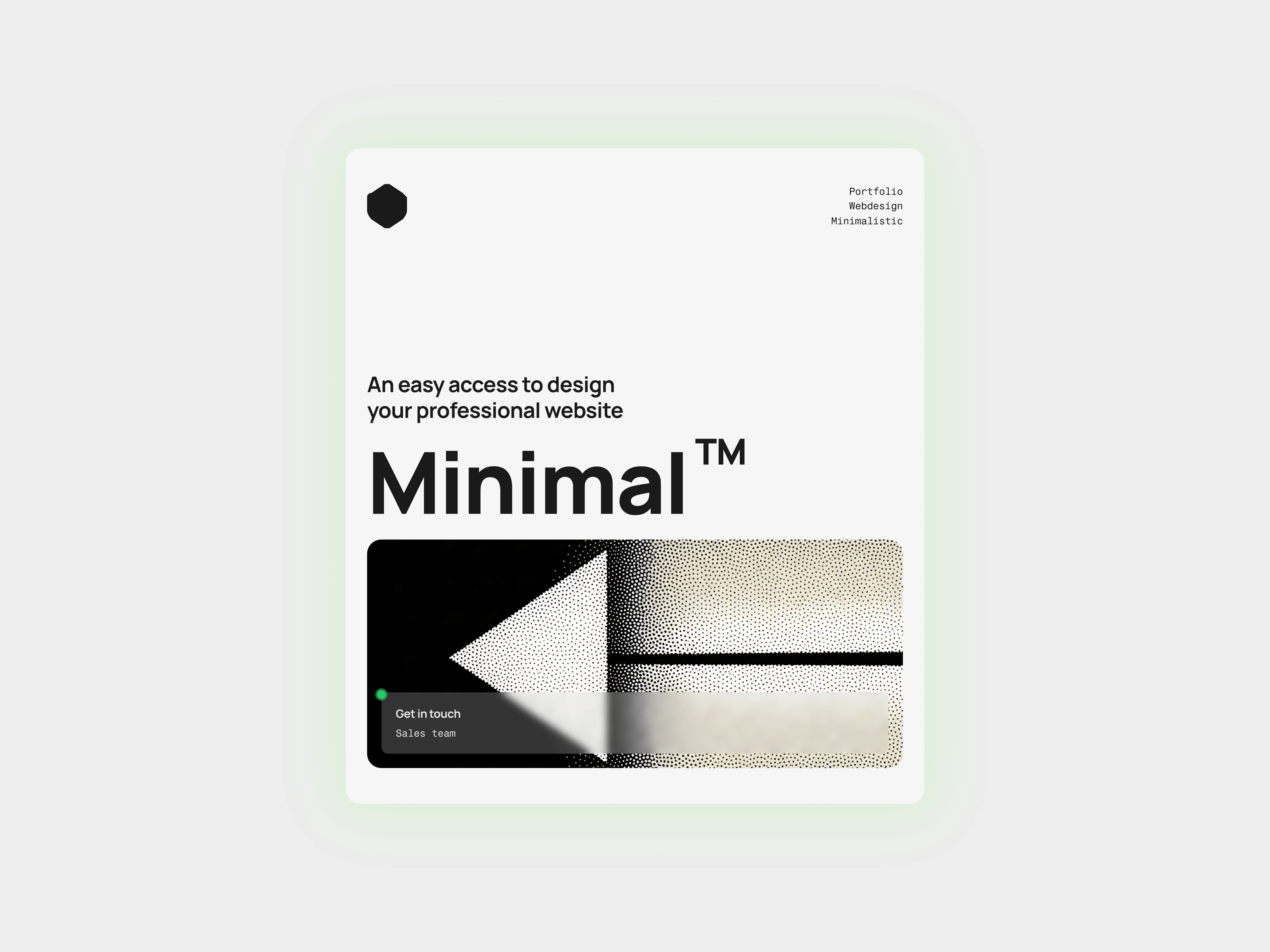 A light themed minimal style hero section for portfolio web design. optimized for tablet screens