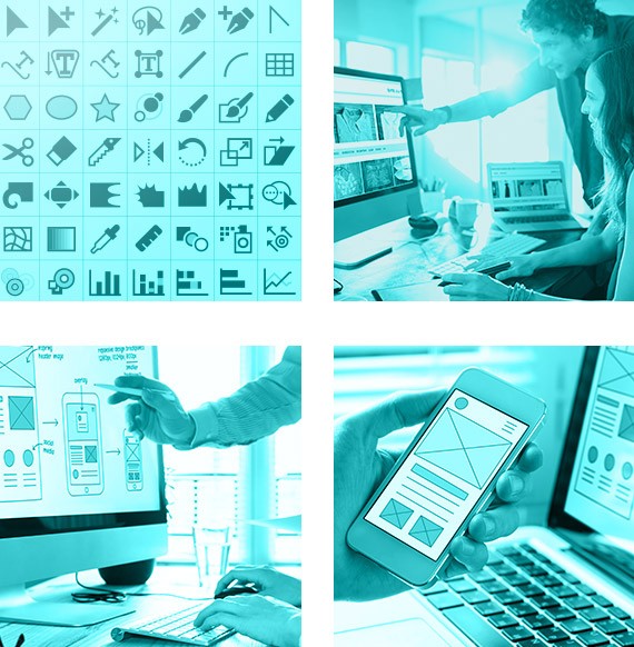 Zdjęcia przedstawiające przykładowe zadania realizowane podczas kursu Web Designer