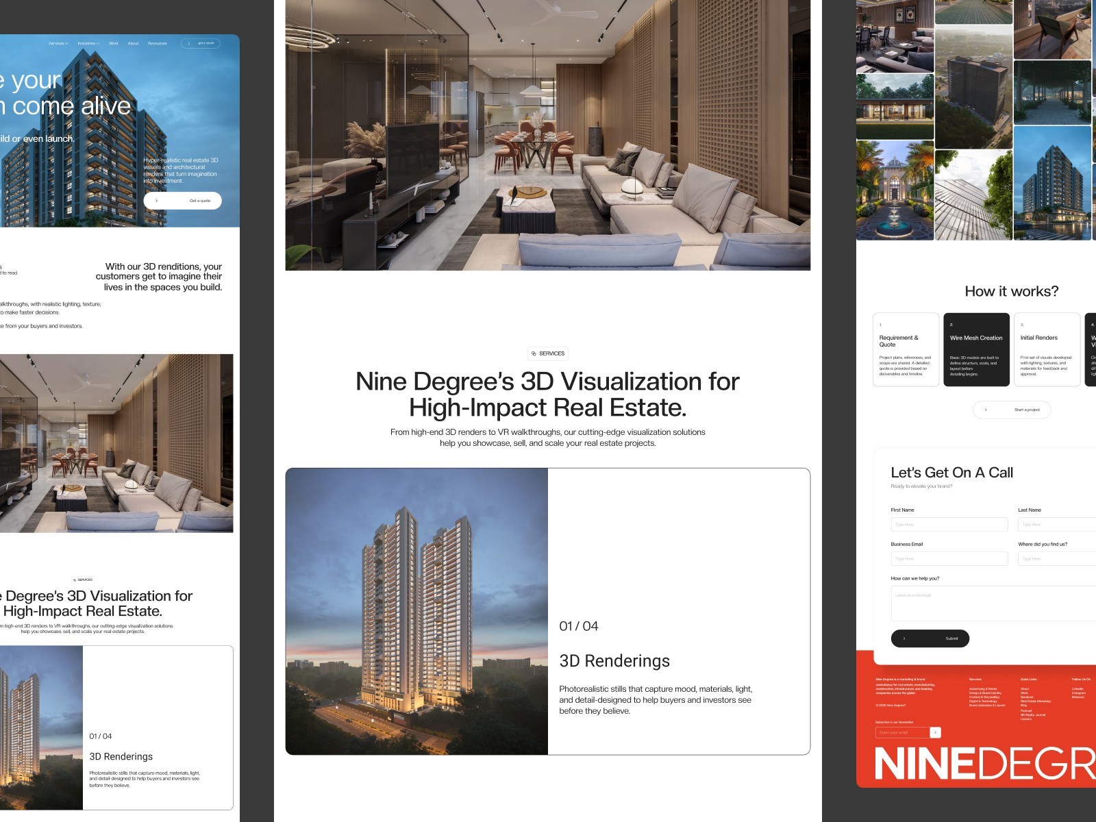 Nine Degree webflow website design preview shots