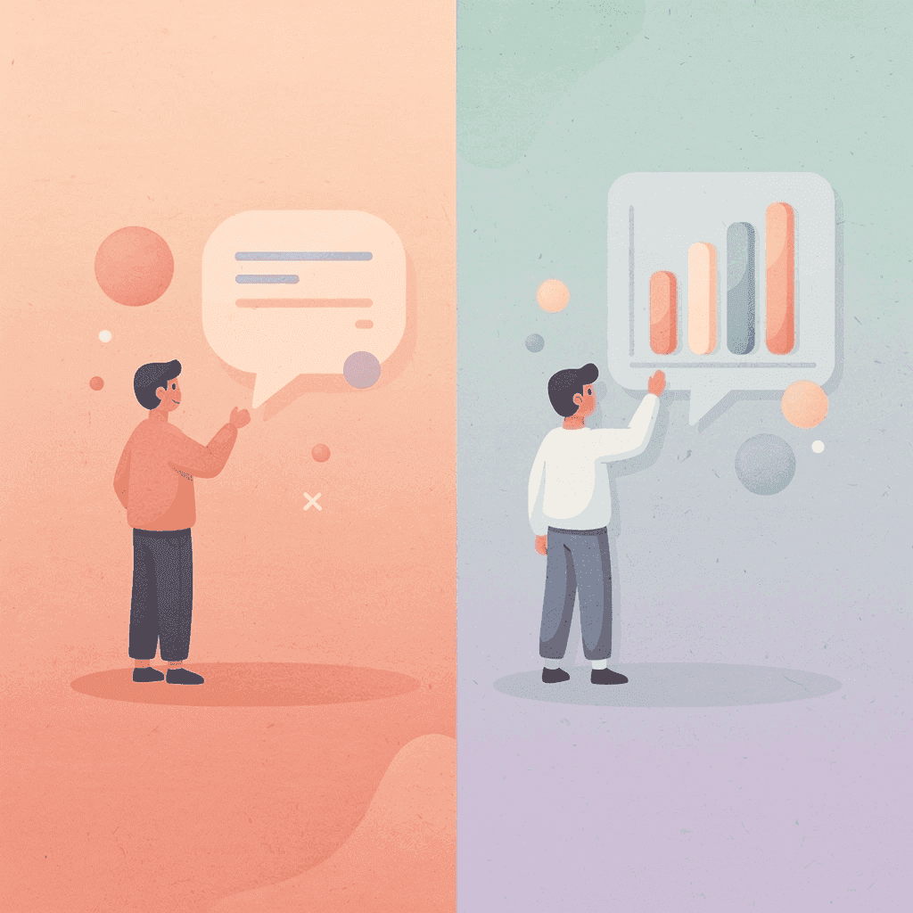 Split scene showing person confused on left versus organized workflow on right