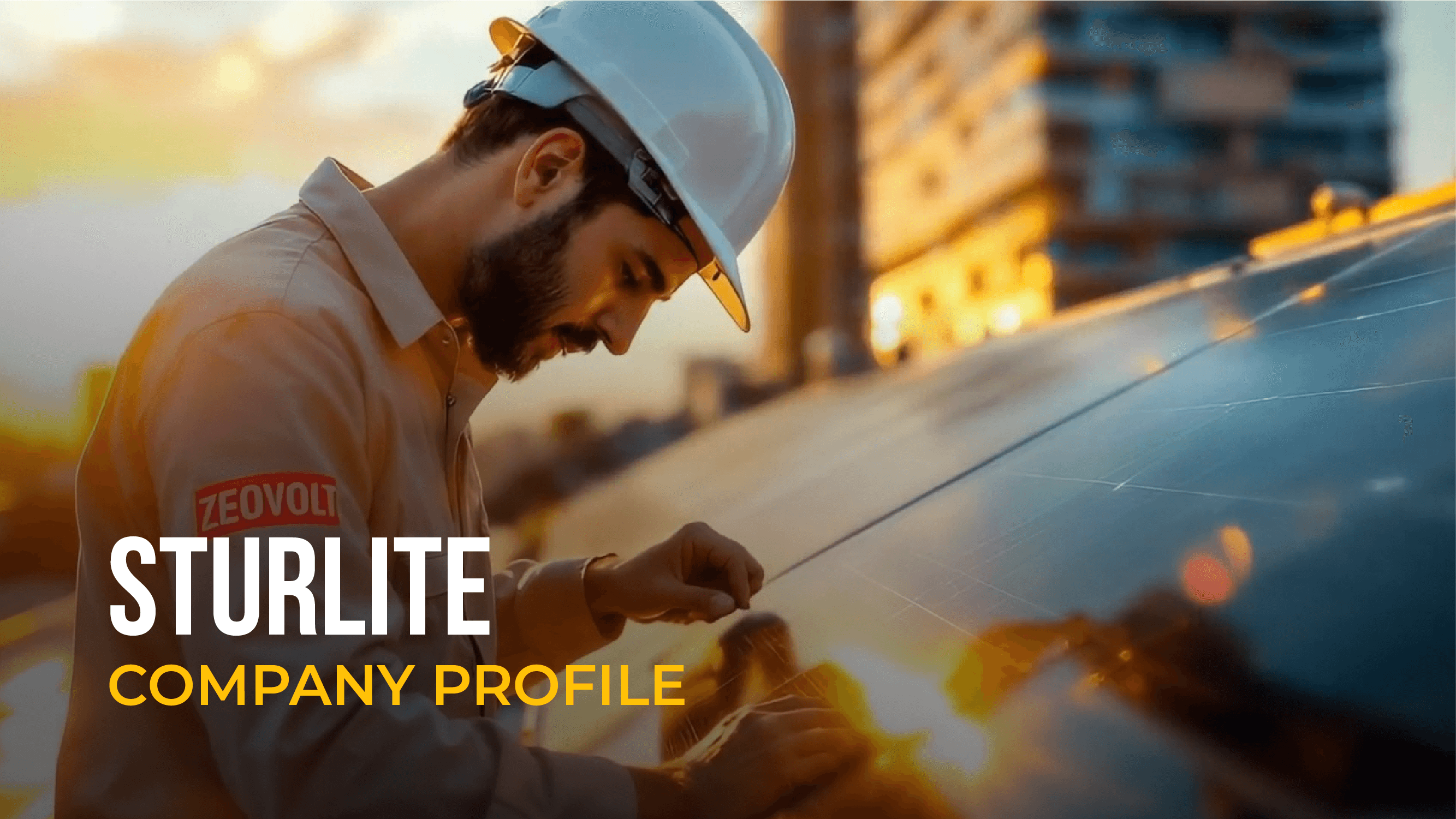 Technician inspecting a solar panel at sunset for an AI-generated industrial video.