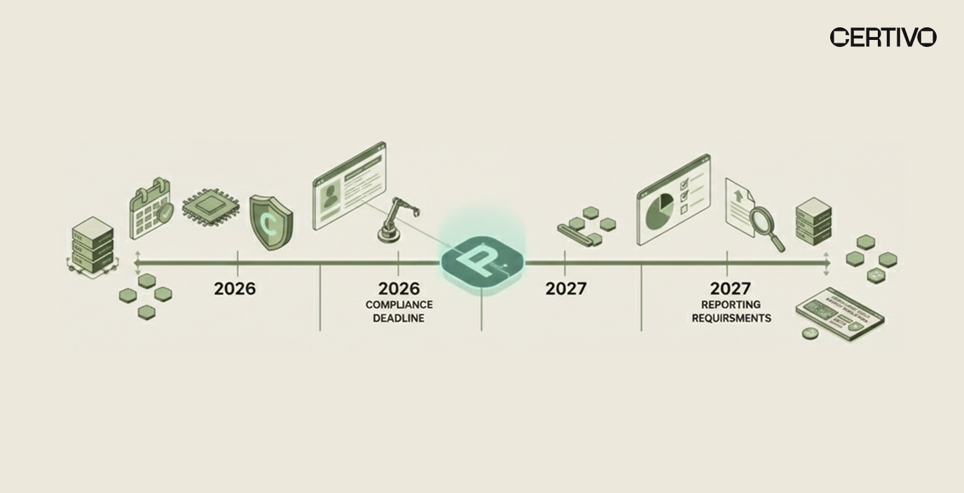 PFAS tracking timeline for electronics manufacturing showing 2026-2027 compliance deadlines and reporting requirements