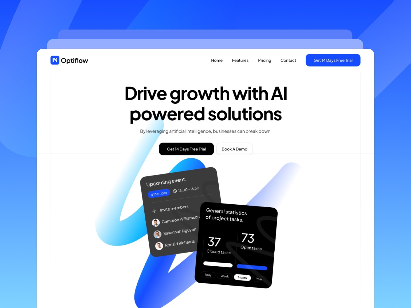 Optiflow Framer SaaS template preview