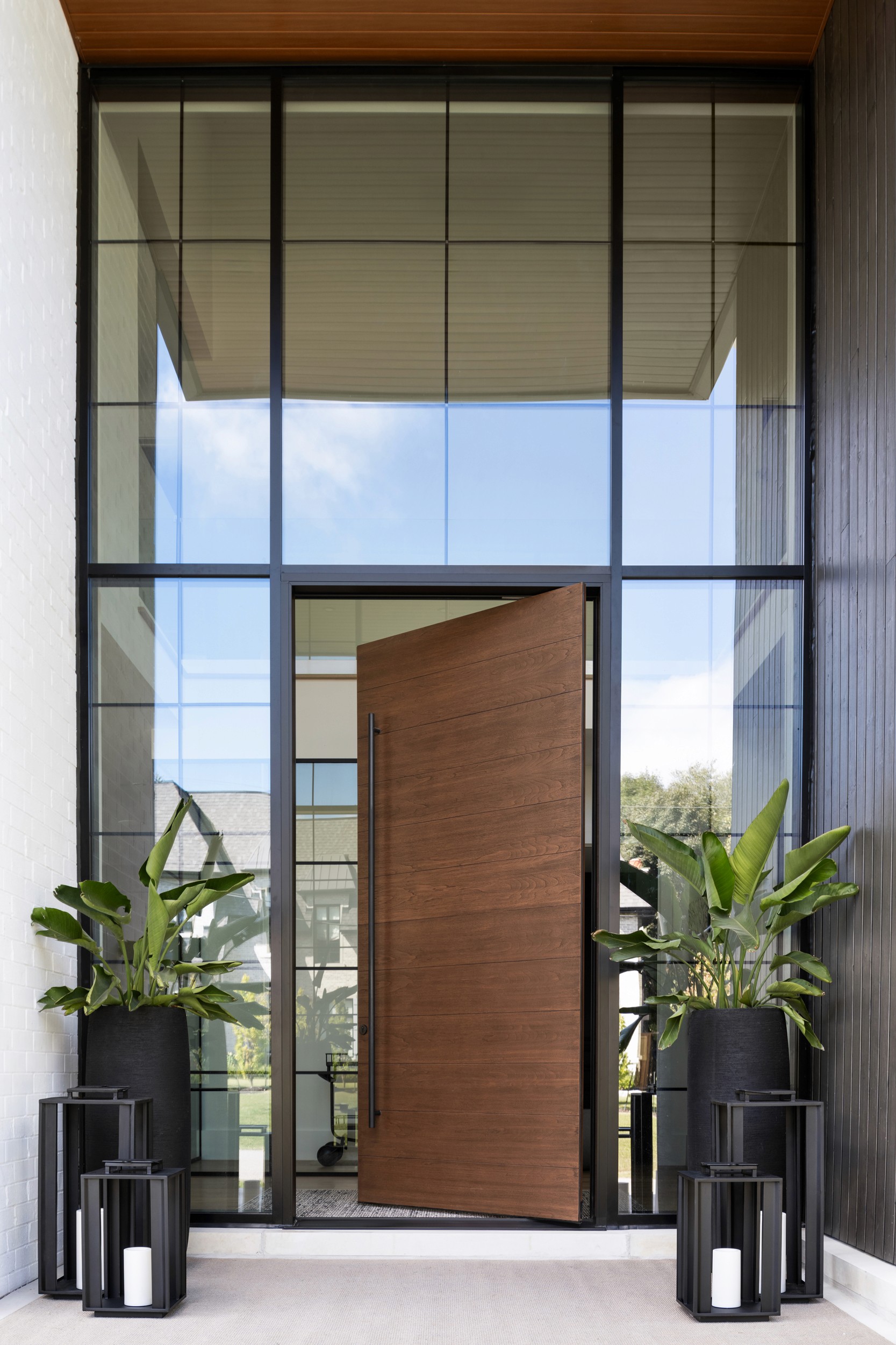 Detailed view of a multi-point locking system on a high-security custom entry door.