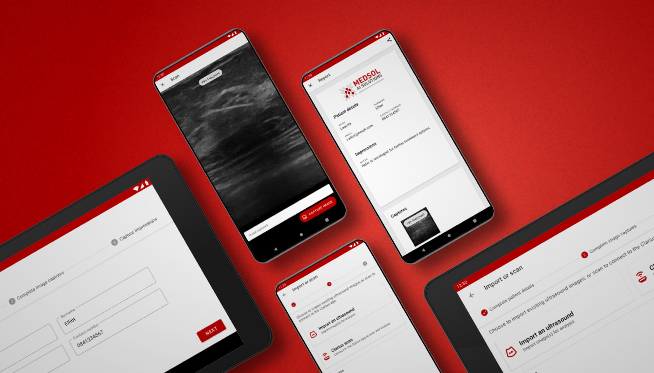 An image showcasing various Medsol AI screens