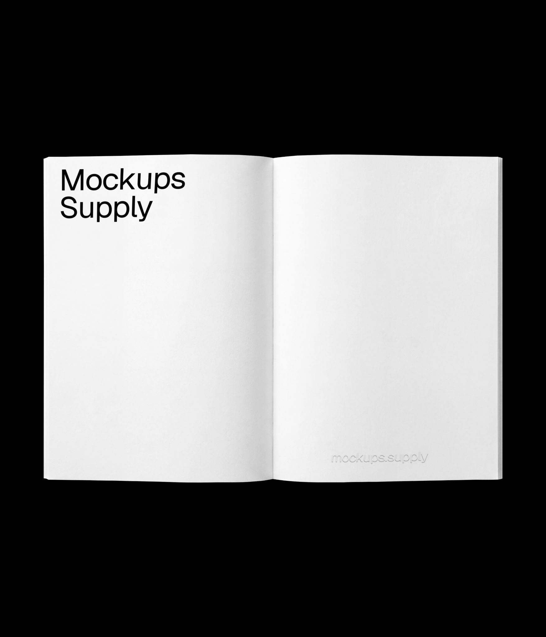 Paperback book mockup open spread with realistic paper pages download PSD