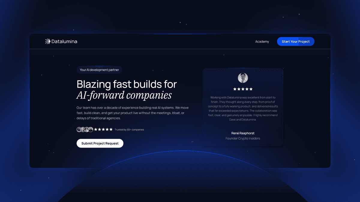 Datalumina academy website design preview