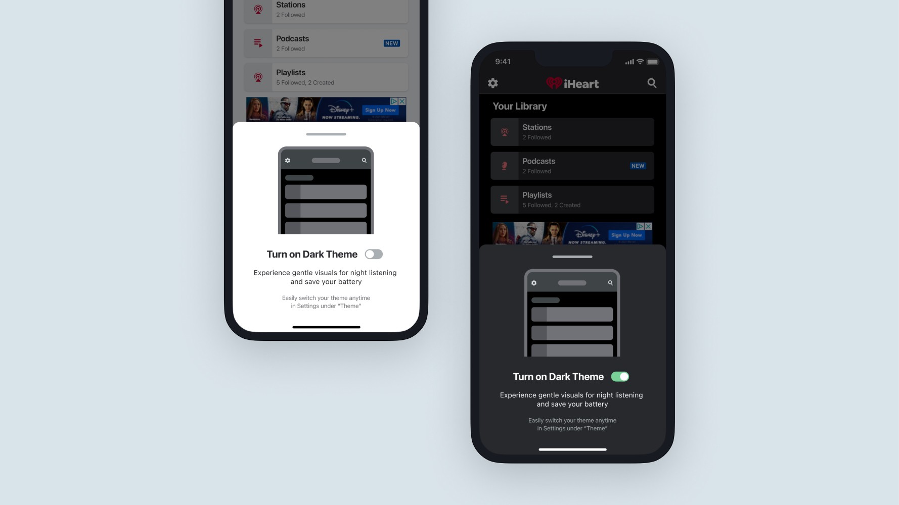 iHeart App Dark Mode Education