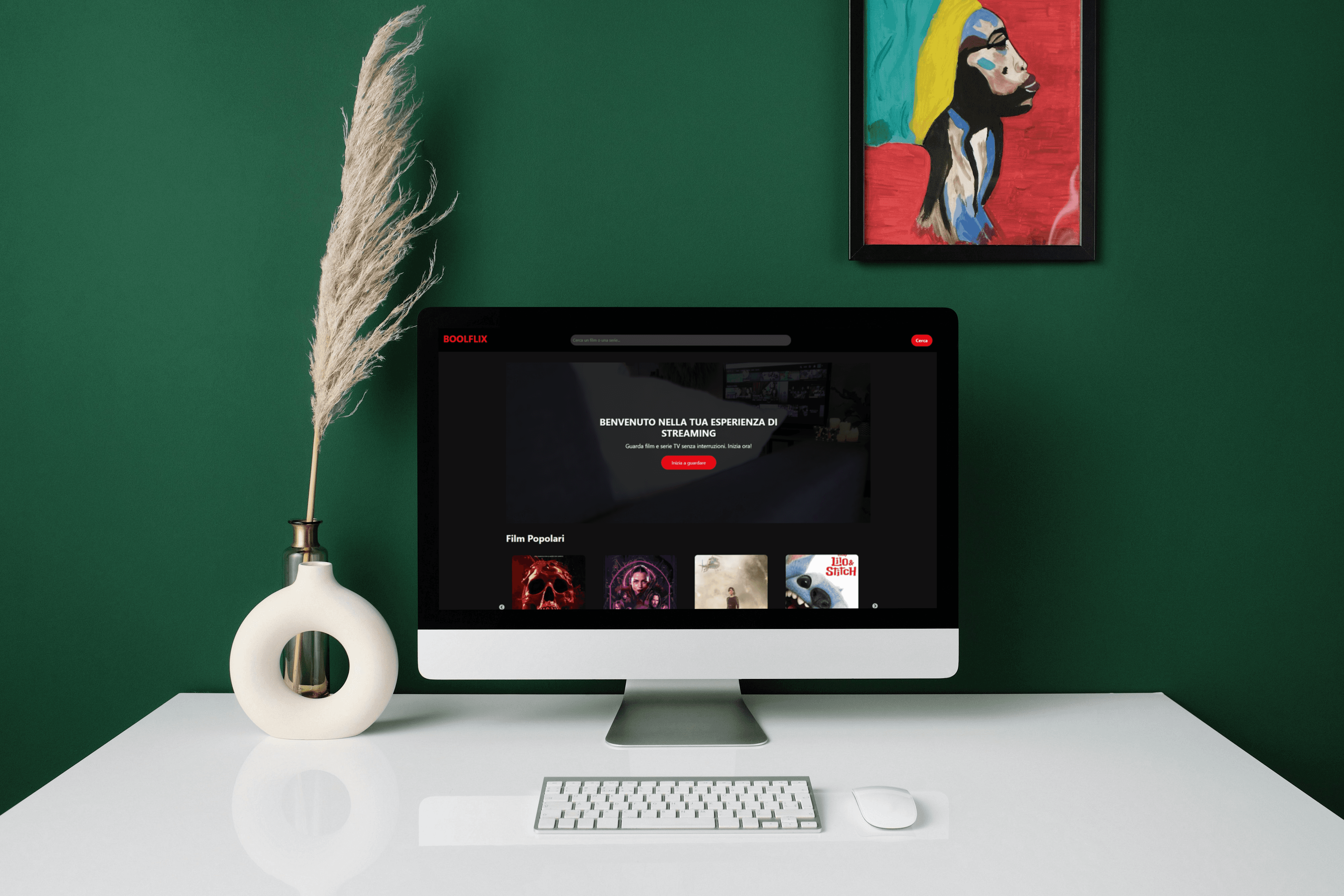 A mockup of a MacBook placed on a minimal desk.