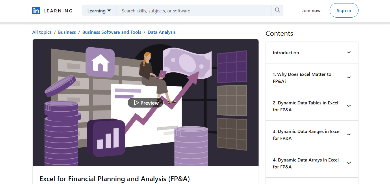 LinkedIn Learning Excel for Financial Analysis