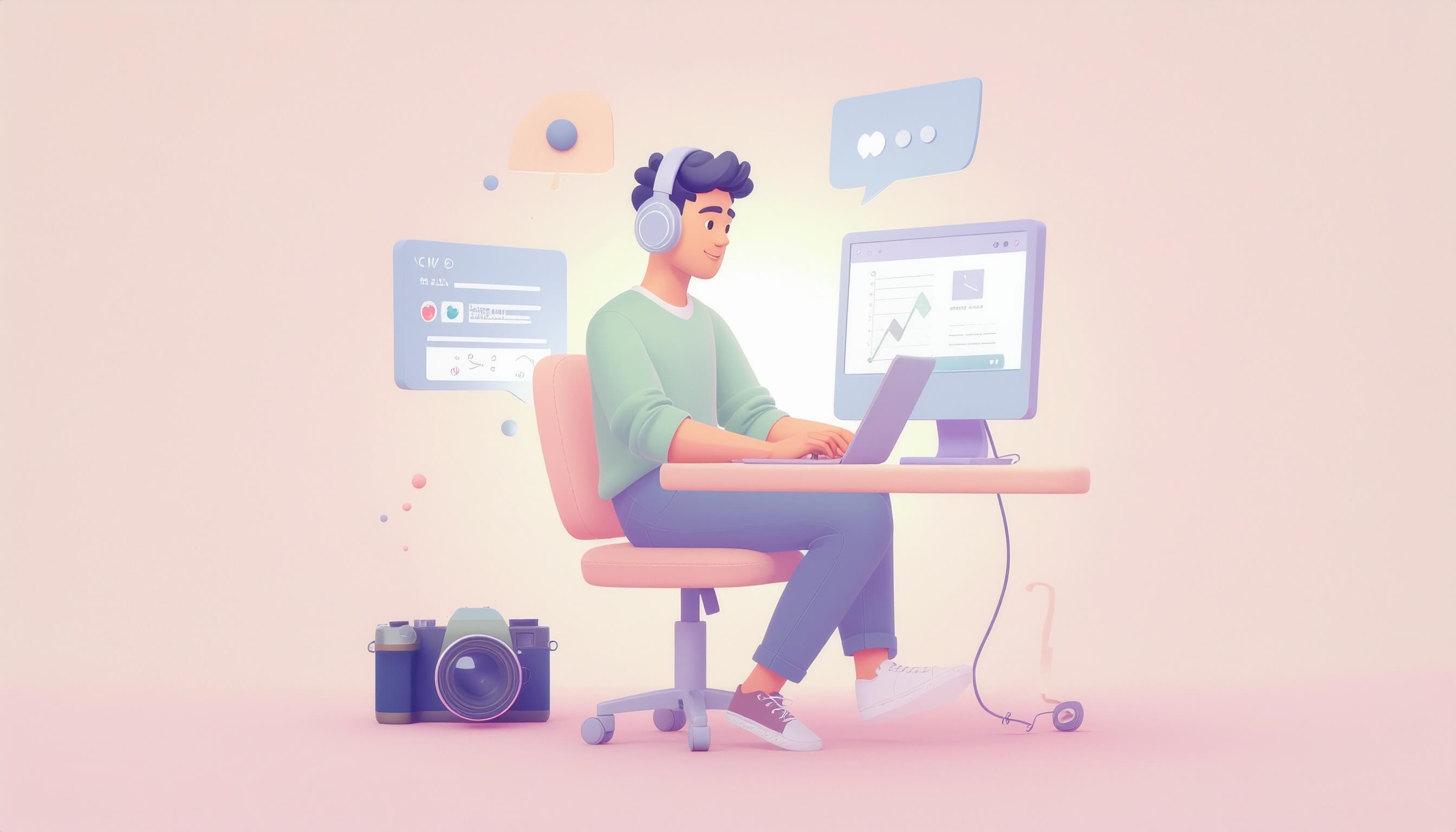 Illustration showing Instagram Reels on a desktop screen sorted by view count from highest to lowest, representing analysis of the most viewed Reels on a profile.