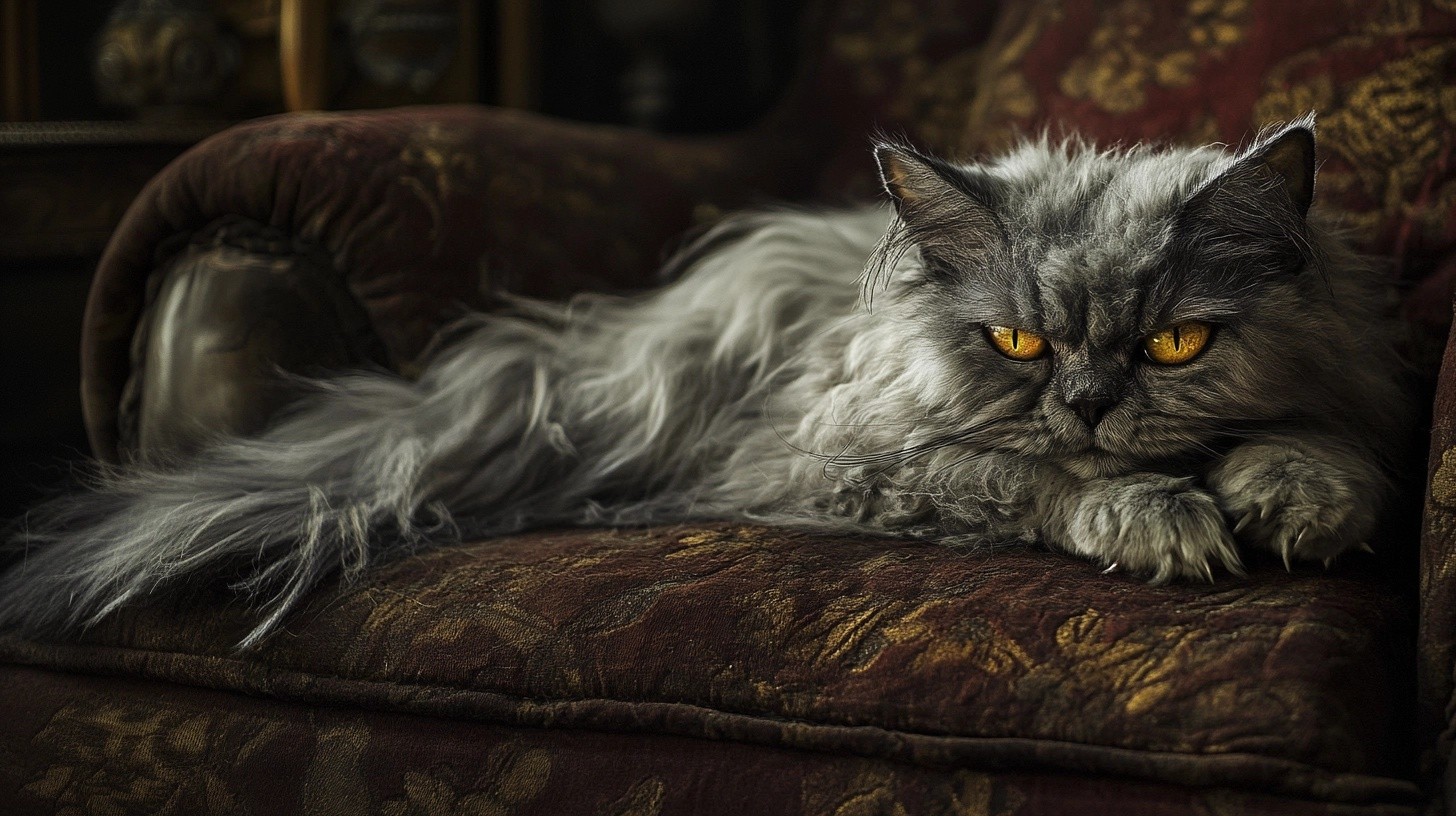 A witchy cat on a couch