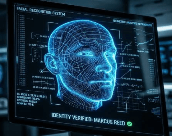 Futuristic Face Recognition Technology | Close-Up 3D Scan | AI Art Generator | Easy-Peasy.AI