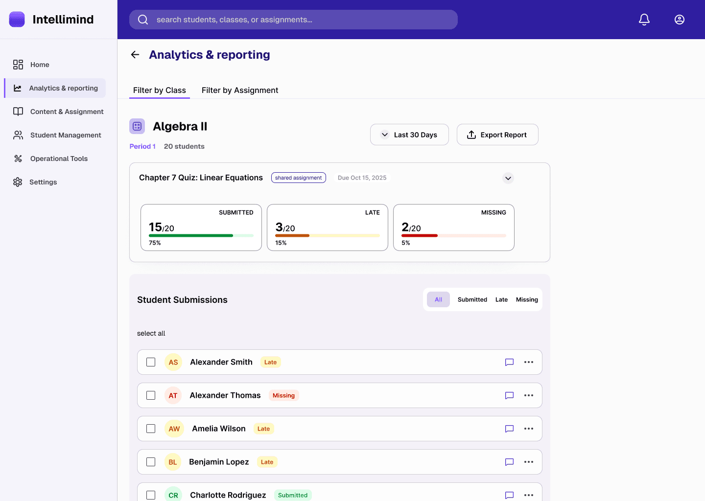 After: an action-driven list with checkboxes, filter tabs, and per-row controls