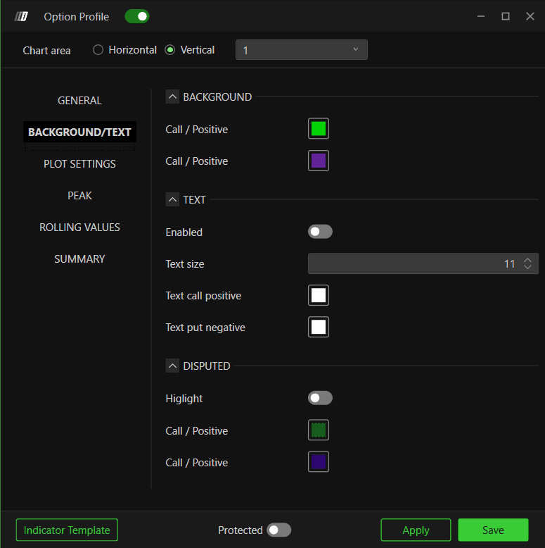 Option Profile: Background/Text