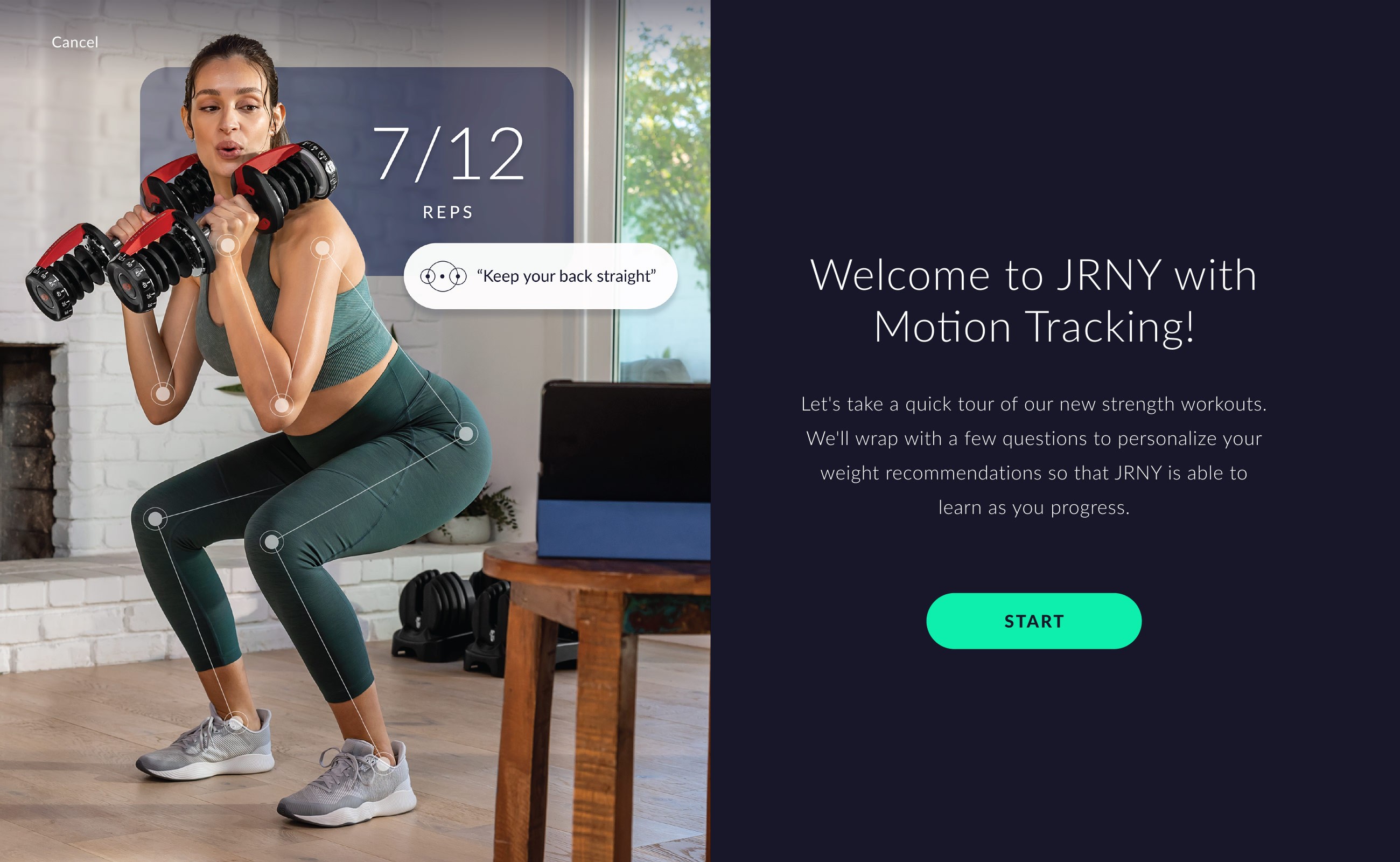 Introduction screen for new strength workouts.