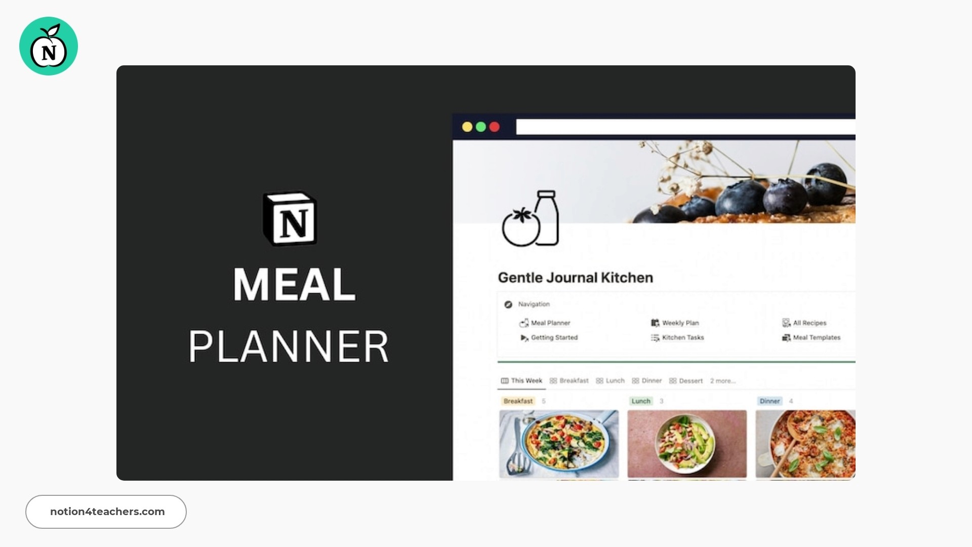 Notion Meal Planner Template Automated Grocery Lists, Custom Meal Planning