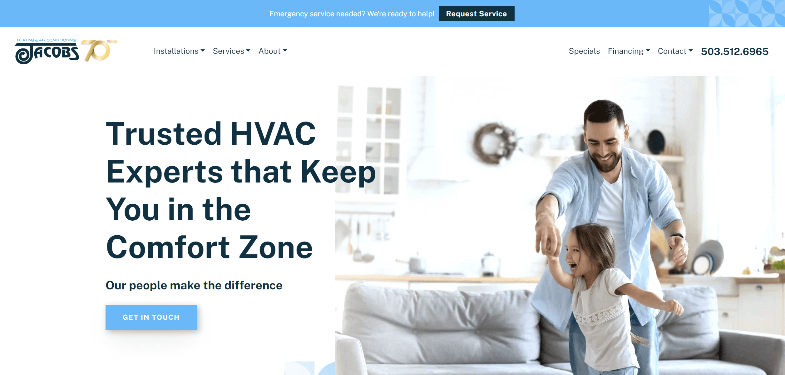 hvac website hero section
