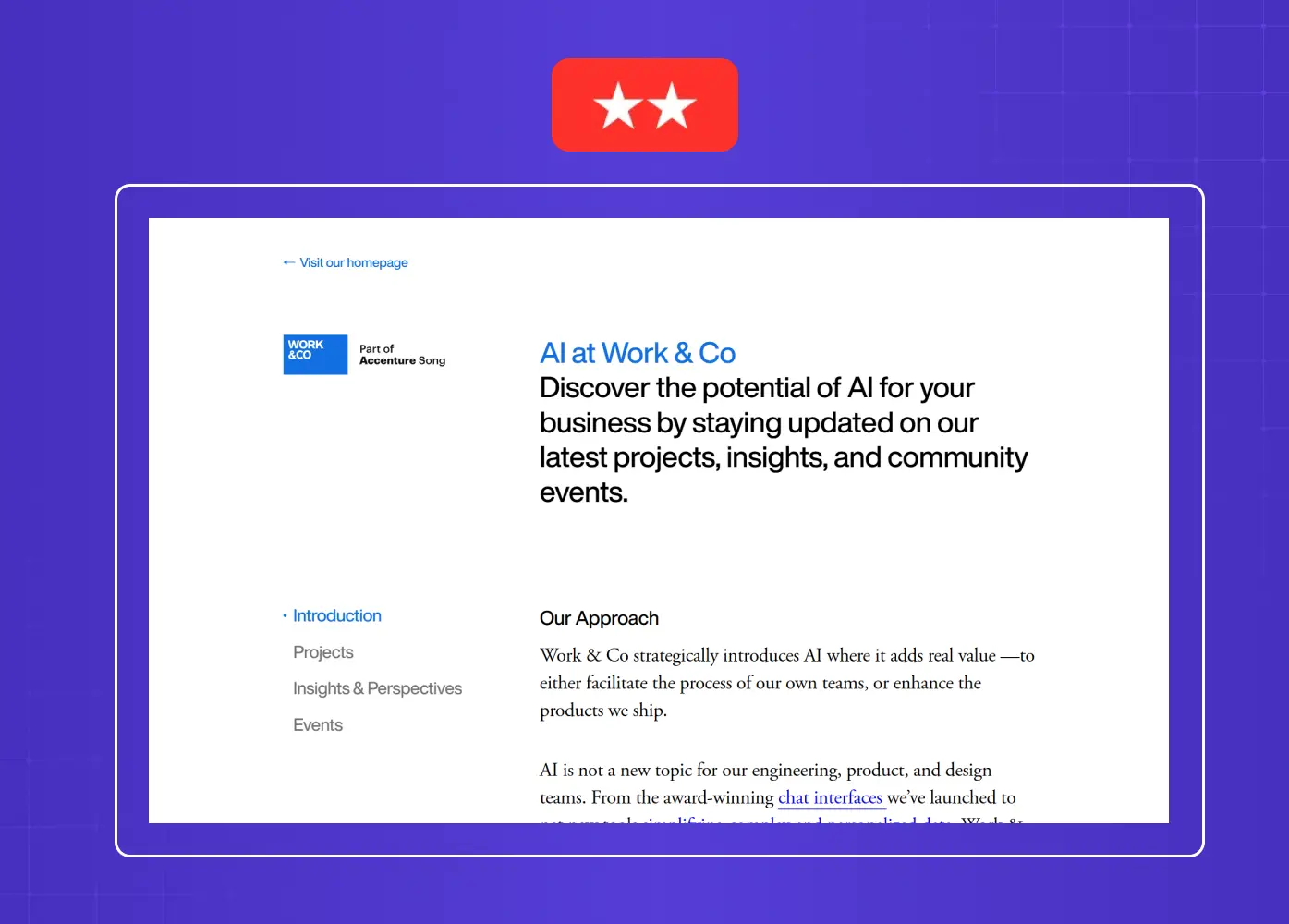 Consultancy page explaining how AI can be integrated into products, workflows, and business operations.