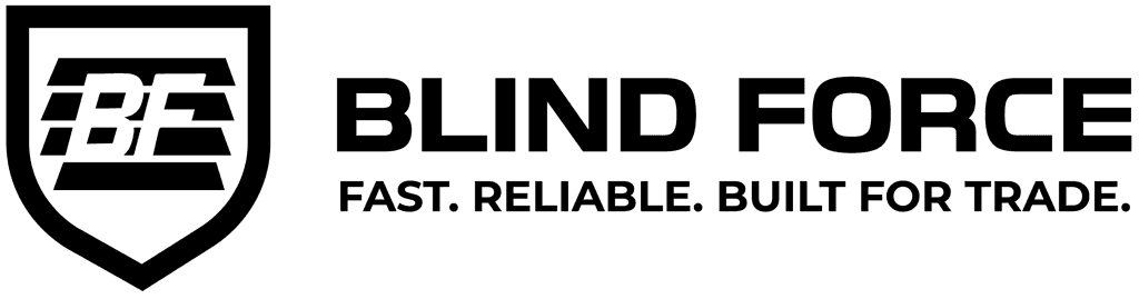 Blind Force logo representing commercial blind supply and installation