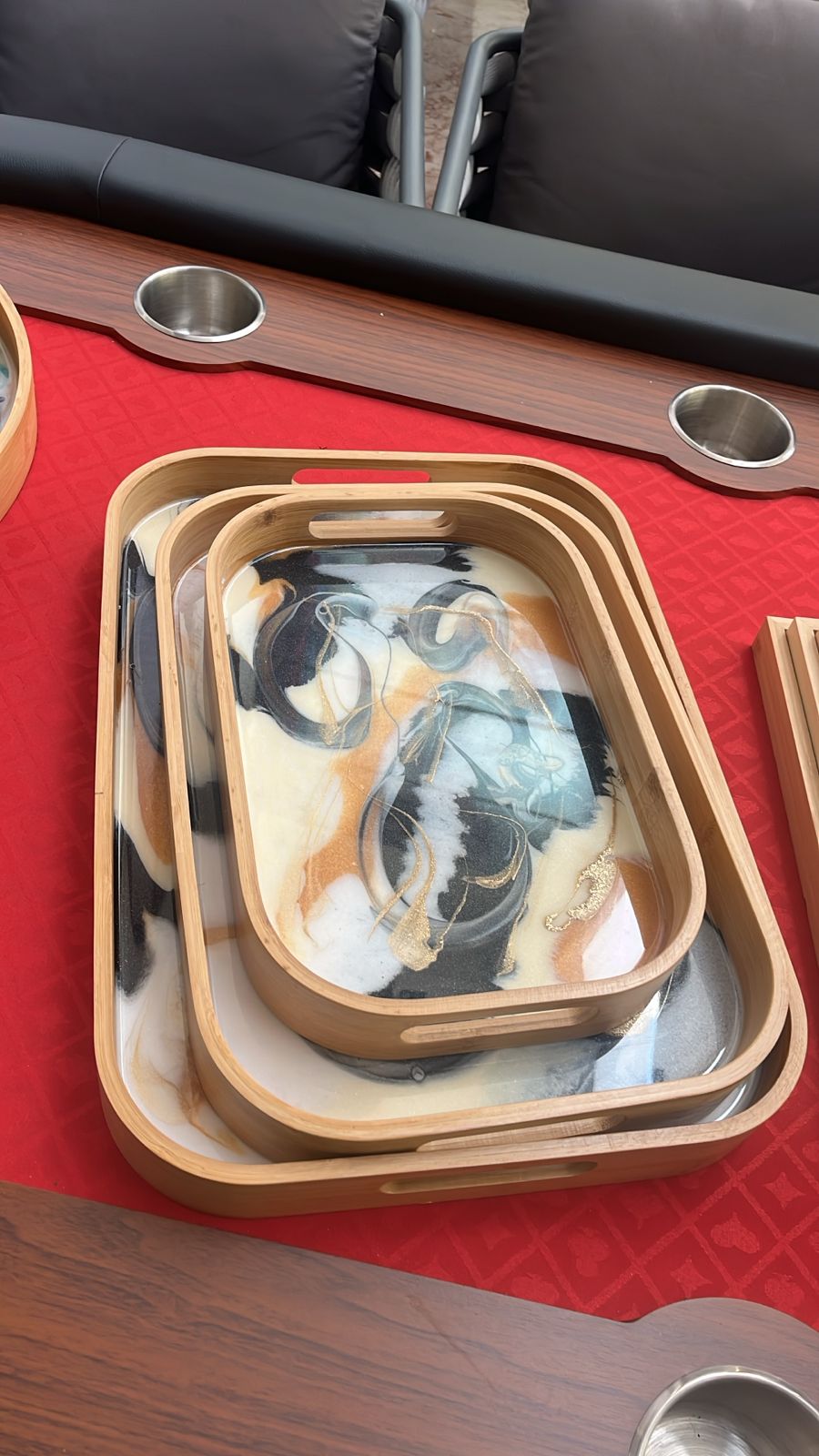 MDF resin art serving tray with abstract design