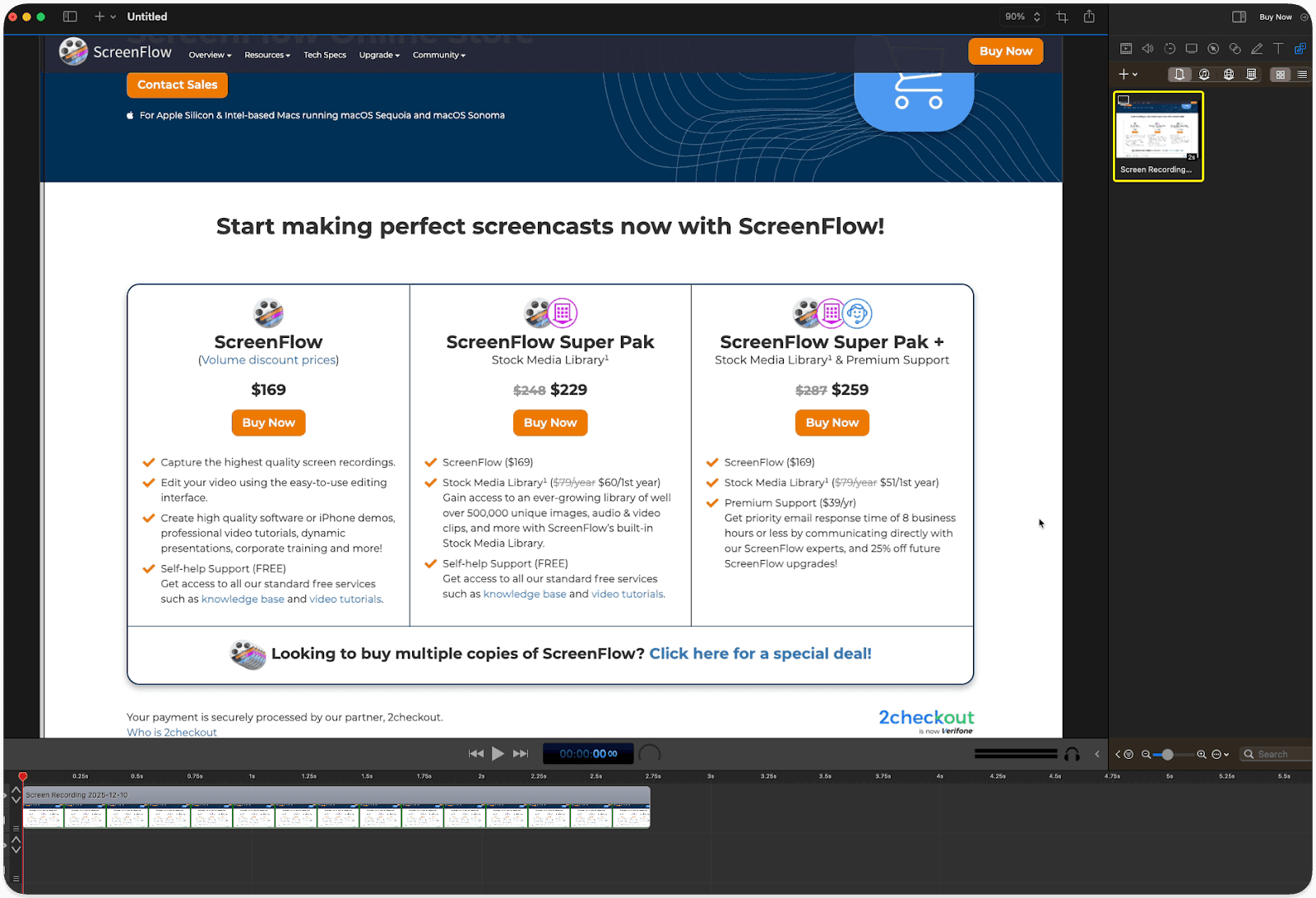 ScreenFlow's video editor