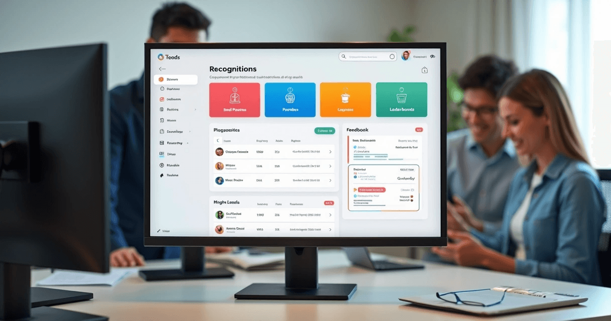 Tela de computador mostrando plataforma de reconhecimento para times