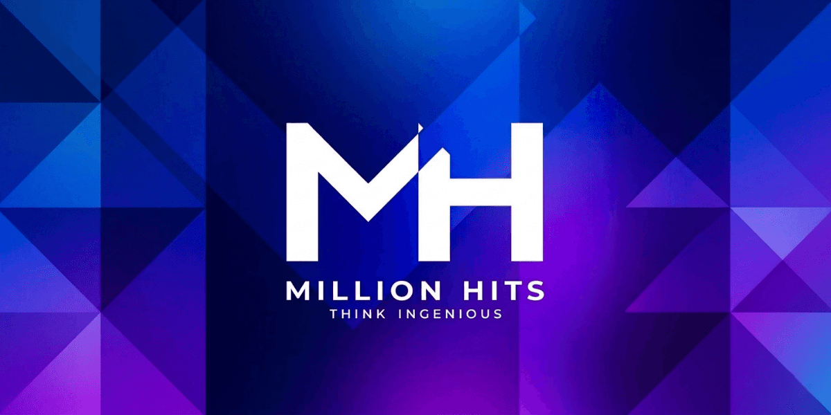 Million Hits logo featuring blue and purple triangles, representing AI-driven digital solutions for business growth.