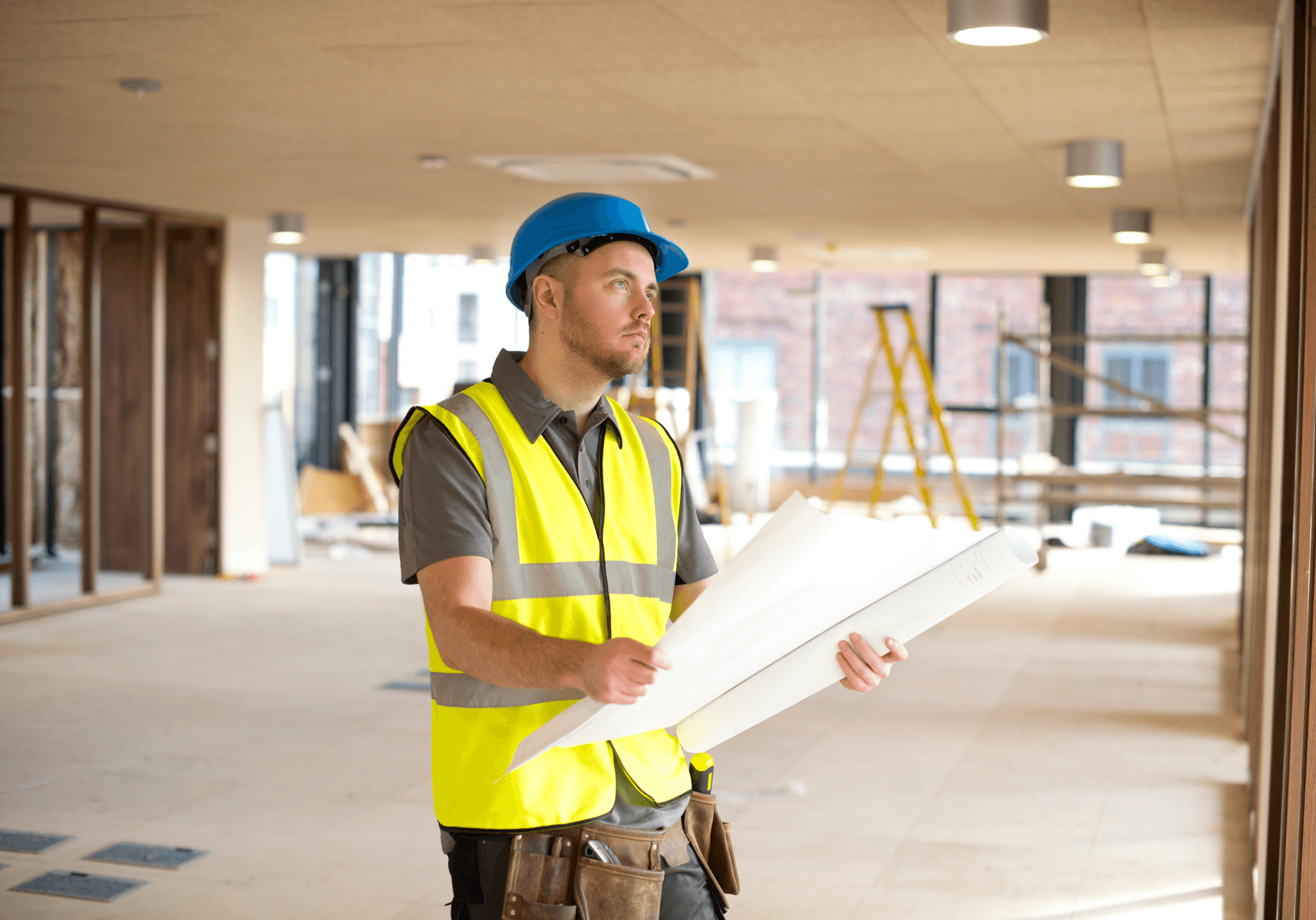 Project manager conducting a site survey in a vacant commercial space prior to CAT A fit out works.