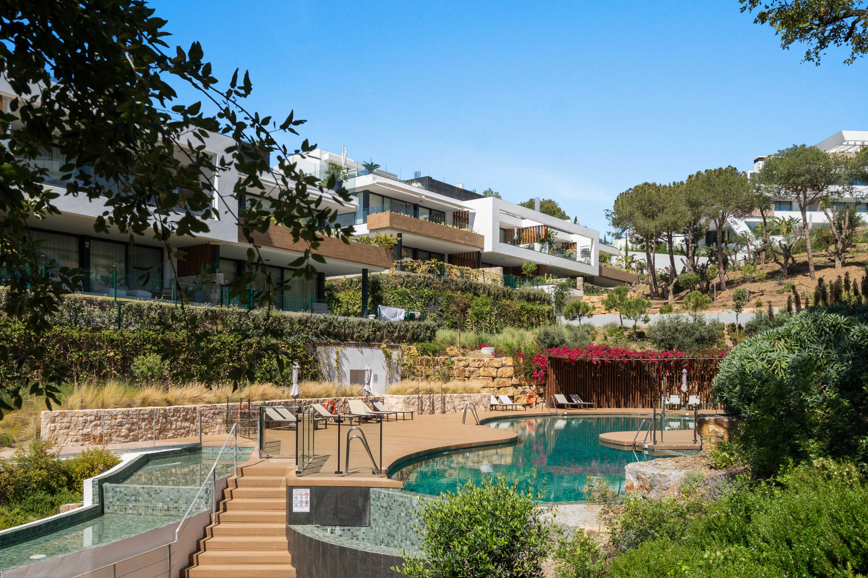 the large swimming pools of venere complex residencial and holiday complex in marbella east side