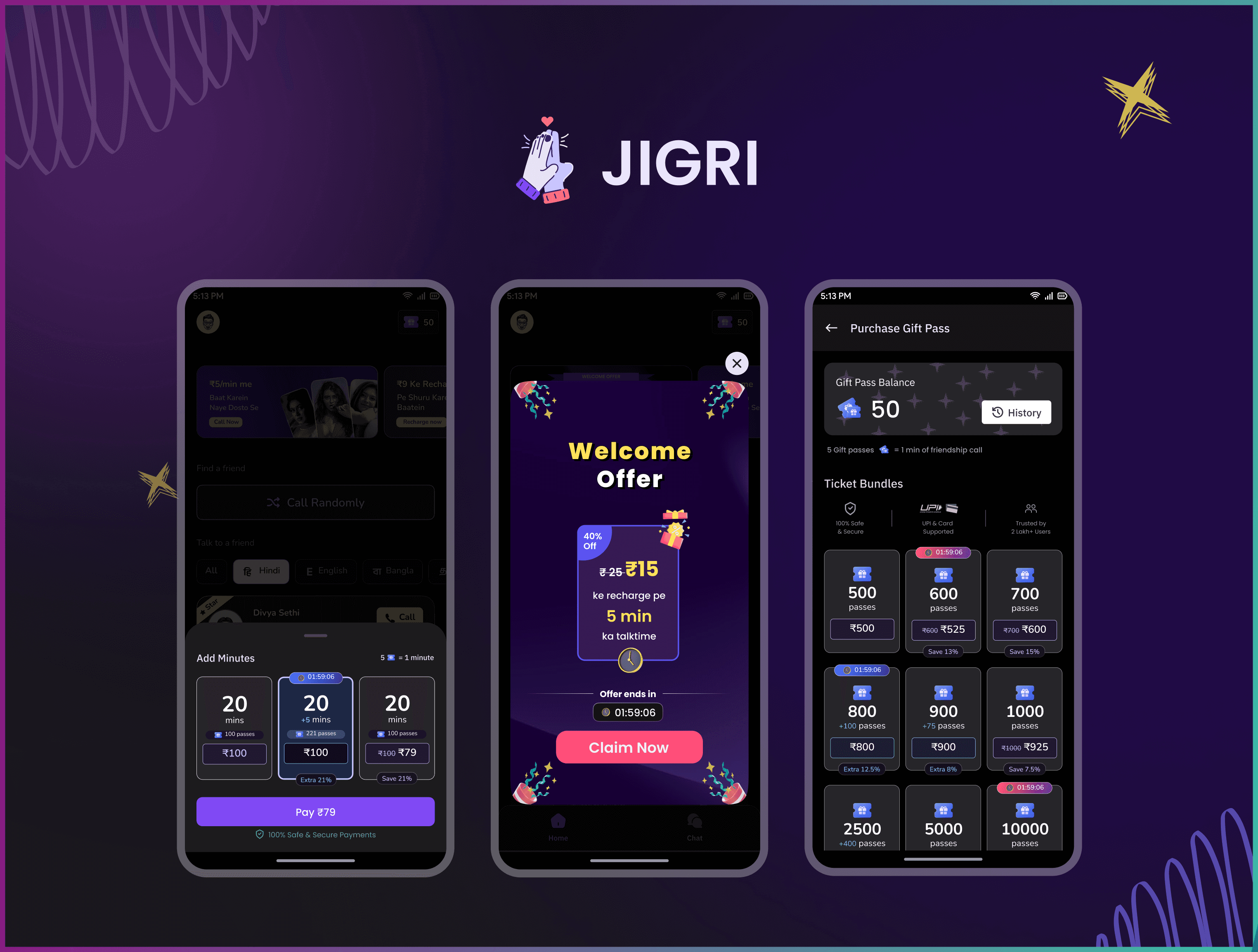 3 playstore screenshots from Dailyhunt app
