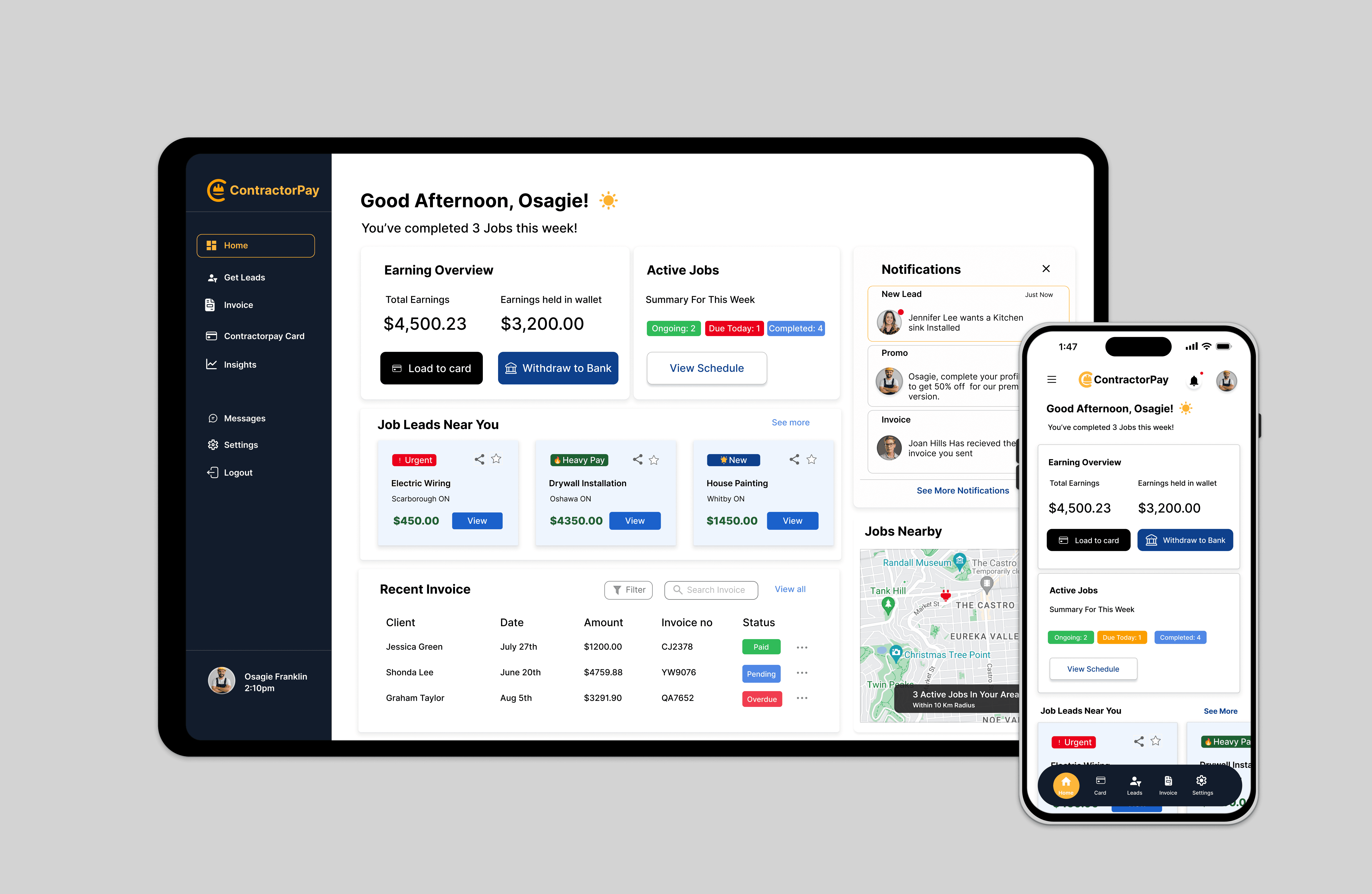 Homescreen with open bottom drawer