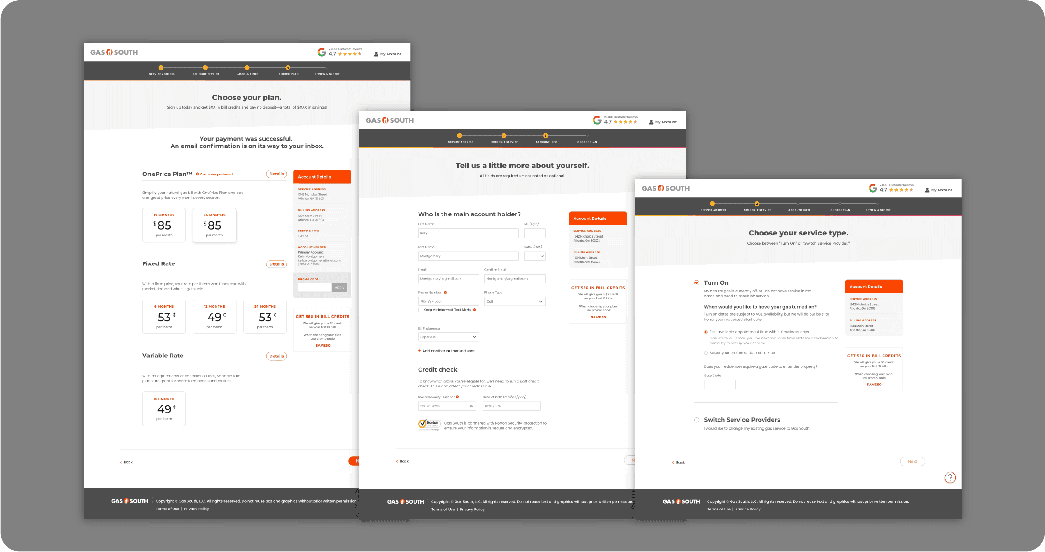 Gas South Enrollment screenshots