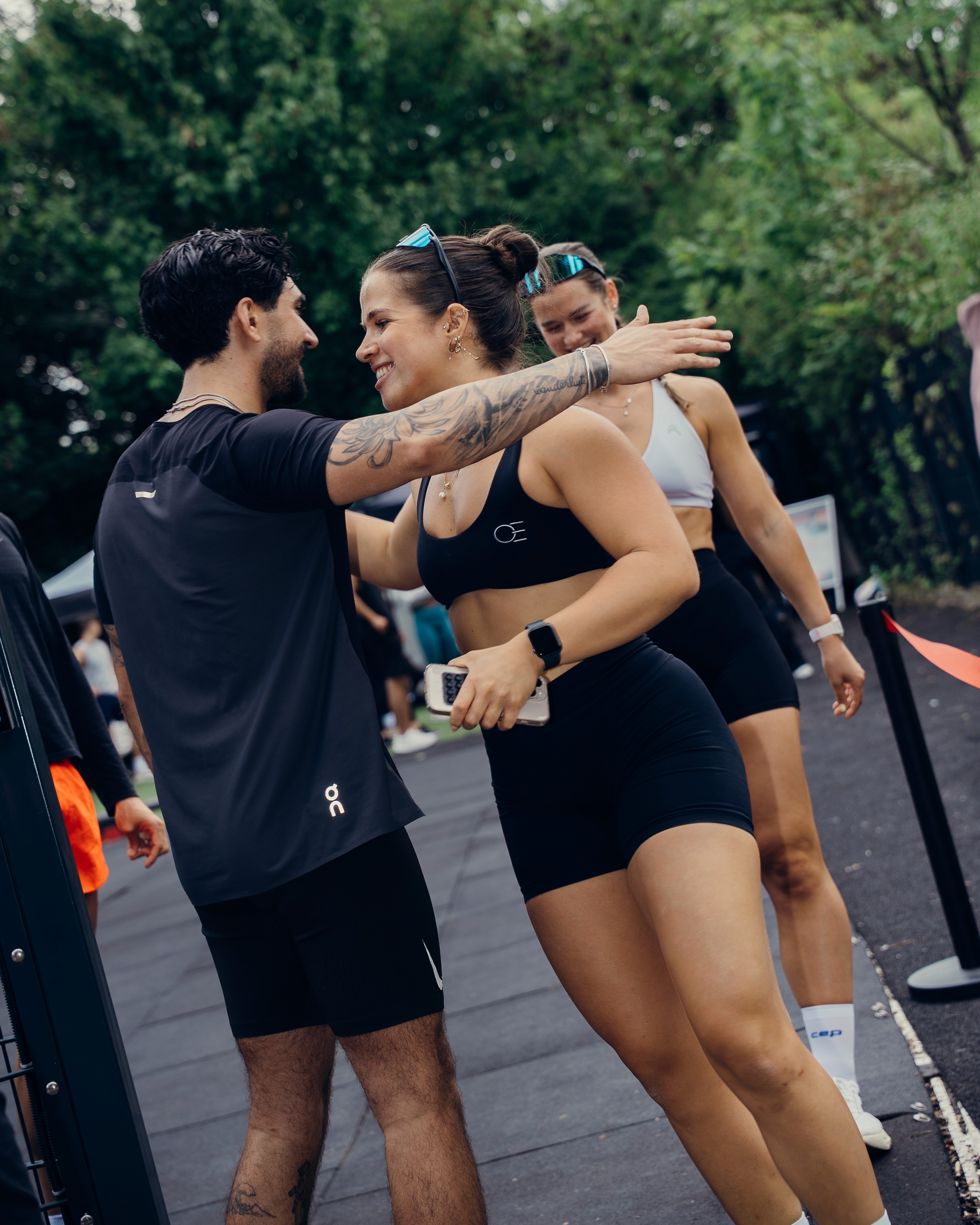 Athlete winning a race