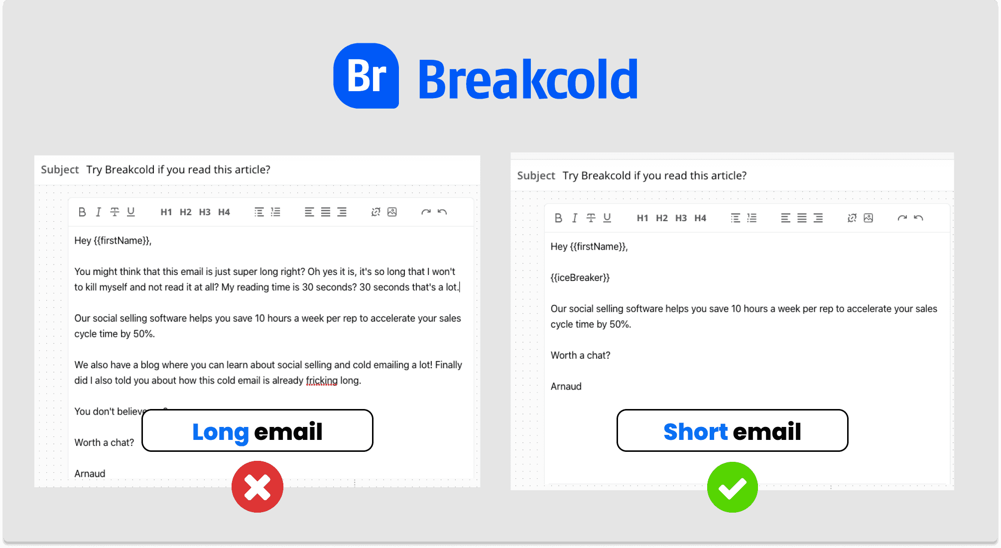 Cold Email Reply Rate Long email vs short email | Breakcold