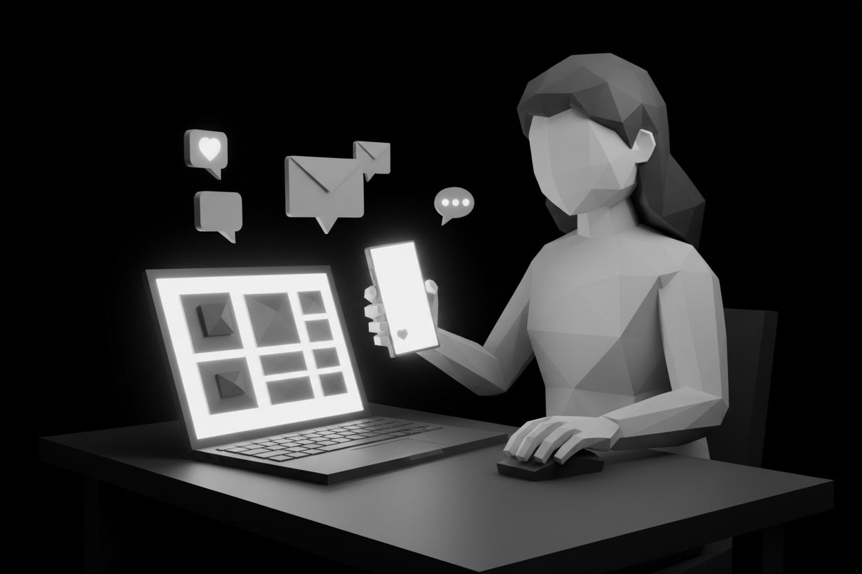 A marketer planning social posts, ads, and customer messages
