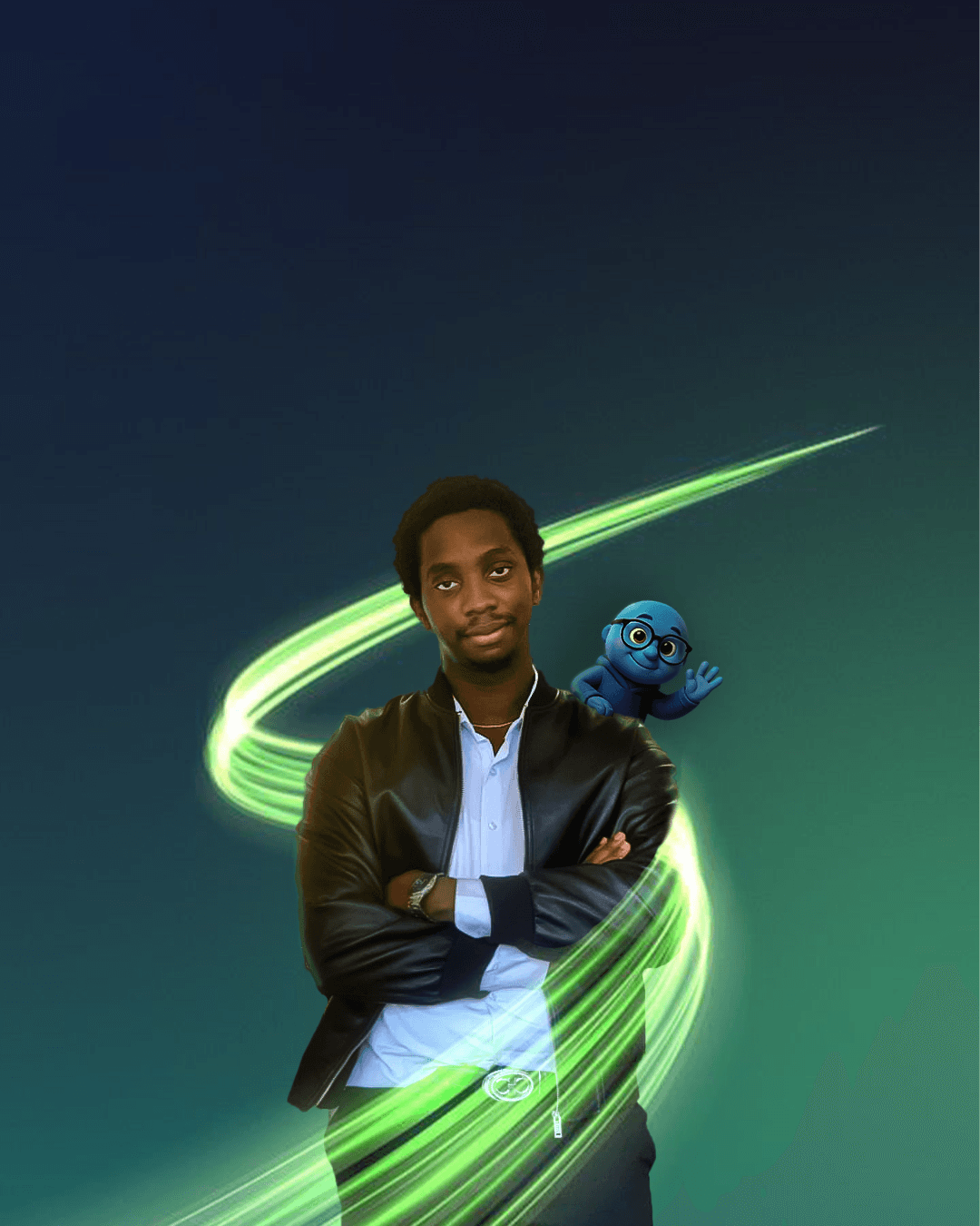 Man in white t-shirt front photo