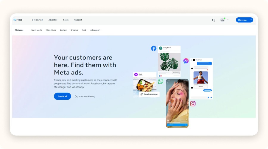 Meta Ads’homepage