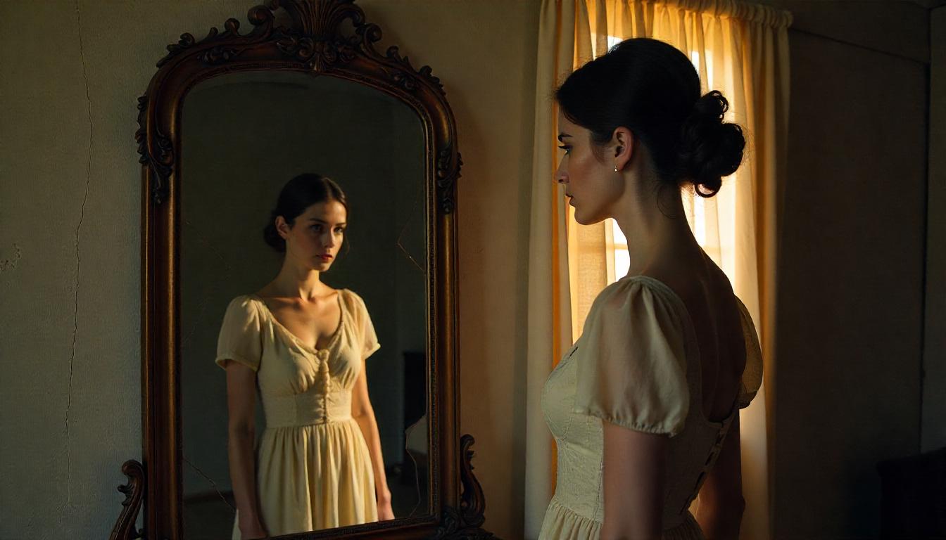 Heso blog image, A woman looking in the mirror seeking self approval through self reflection