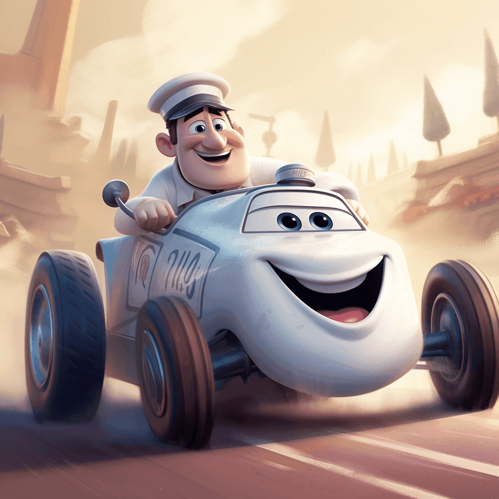 Milkman in a race car