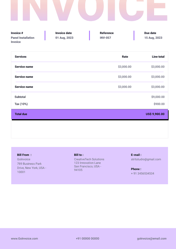 Diagnostic Report Invoice