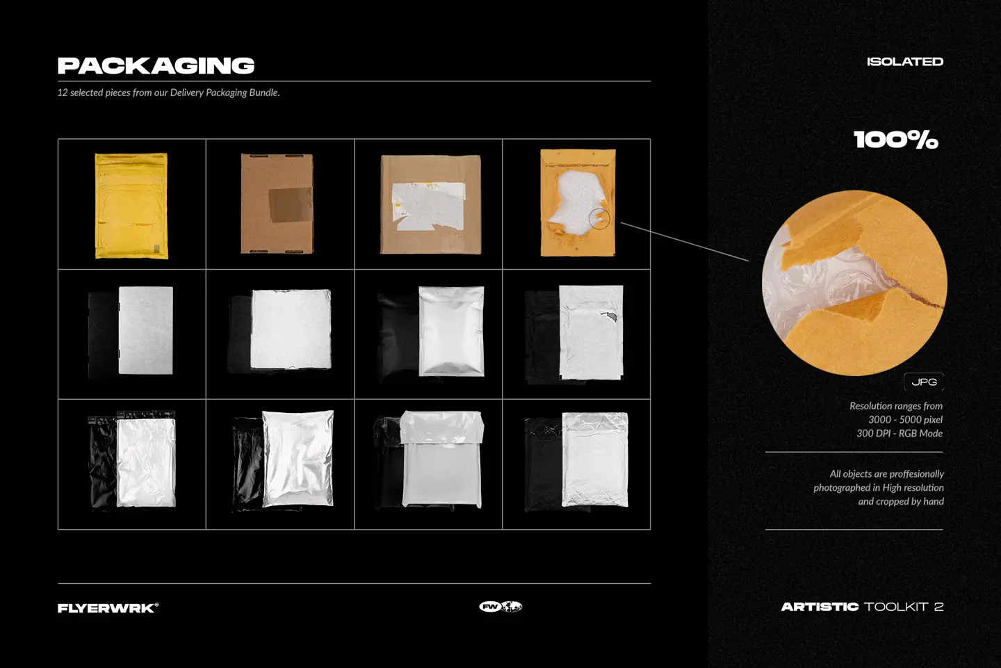 Artistic Toolkit 2 delivery packaging objects including envelopes boxes and plastic mailers