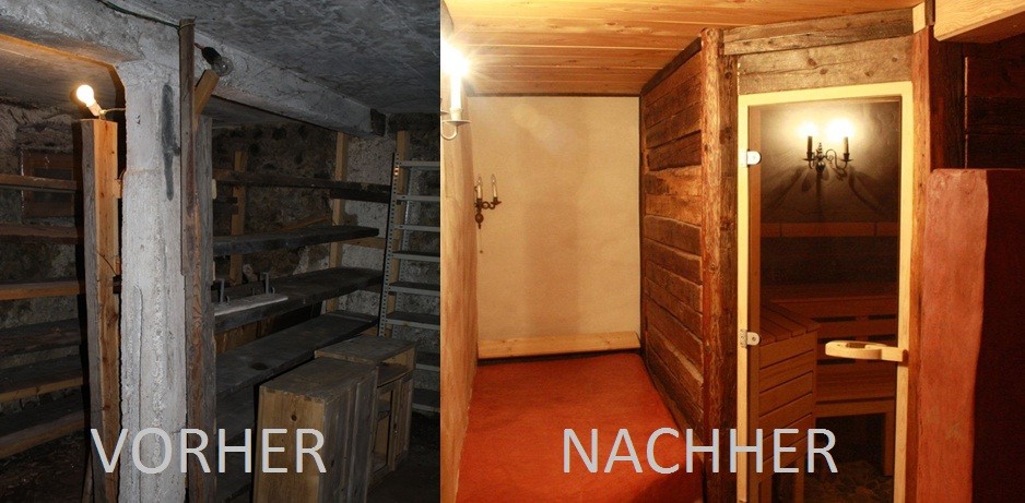 Sauna Vorher Nachher Wellnessbereich