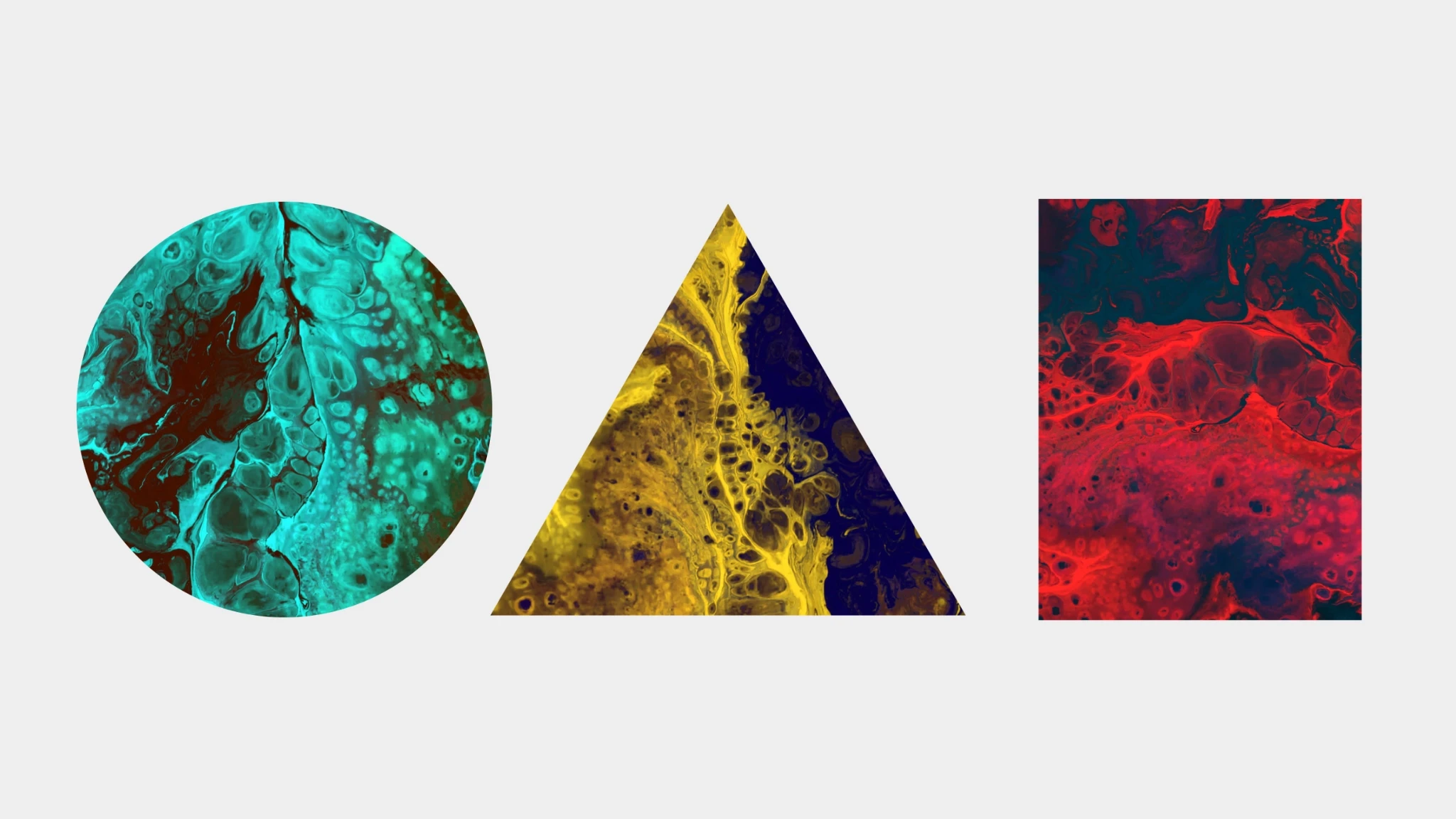 Stylised green circle, yellow triange, and red rectangle.