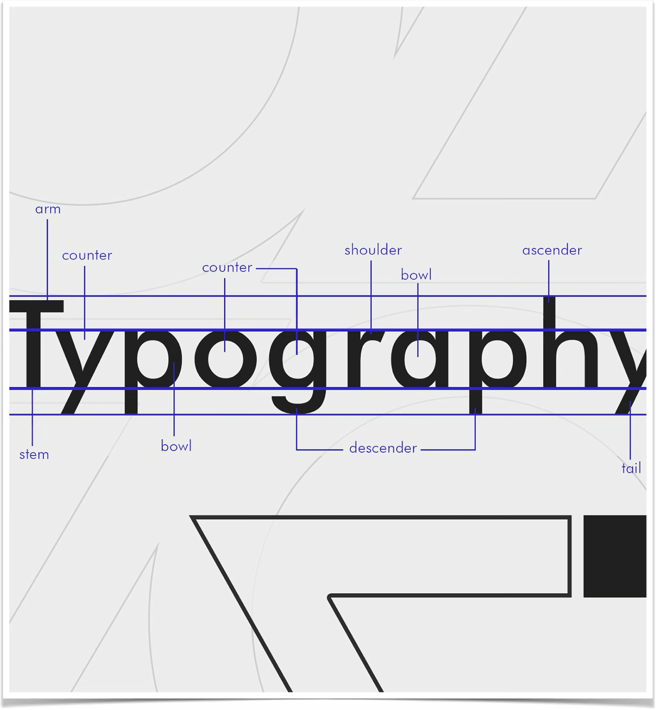 An image illustrating a font's typographic layout.