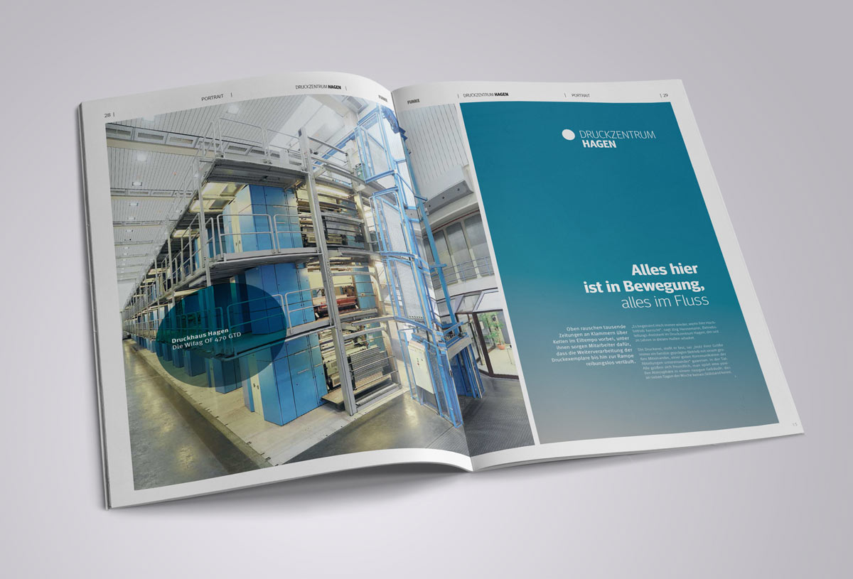 Imagebroschüre im Zeitungsformat – produziert auf hauseigenen Druckmaschinen